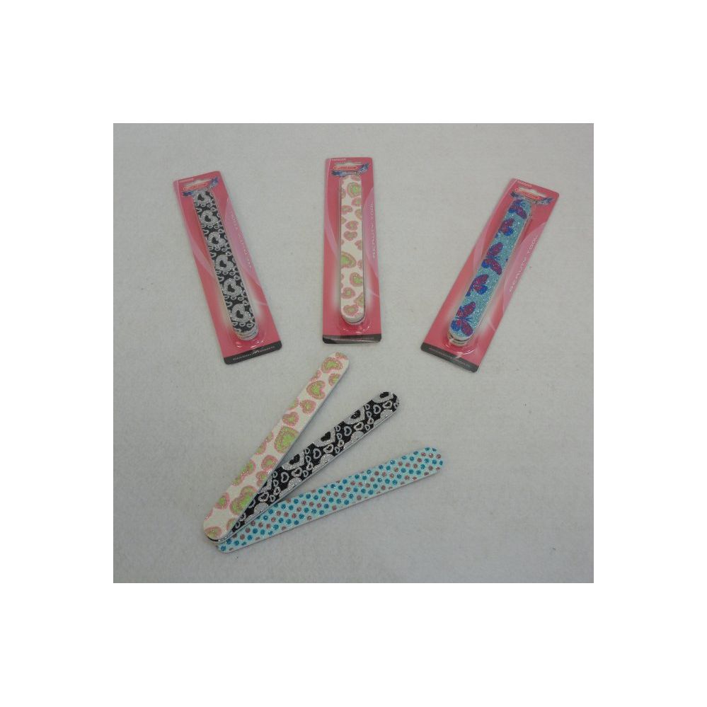 48 Wholesale 3 Piece Printed Glitter Nail Files