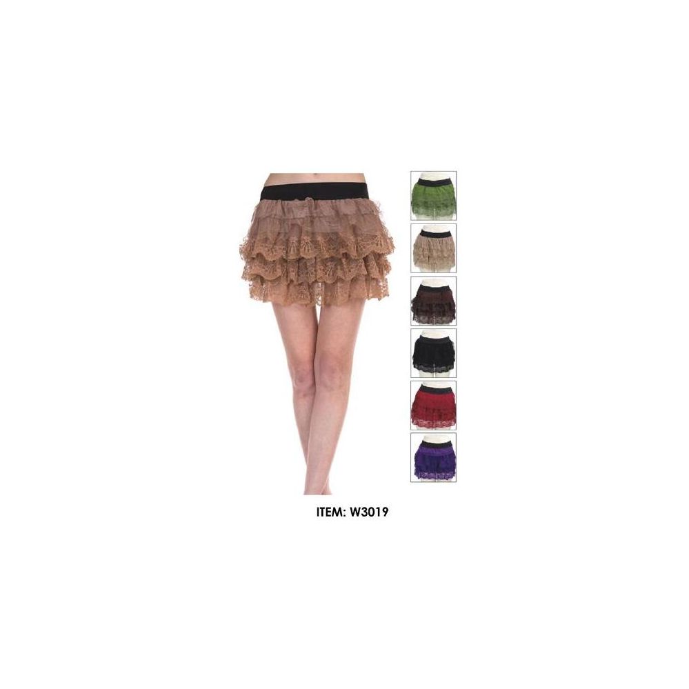 12 Pieces Wholesale Tiered Lace Mini Skirts Assorted - Womens Skirts - at -  alltimetrading.com