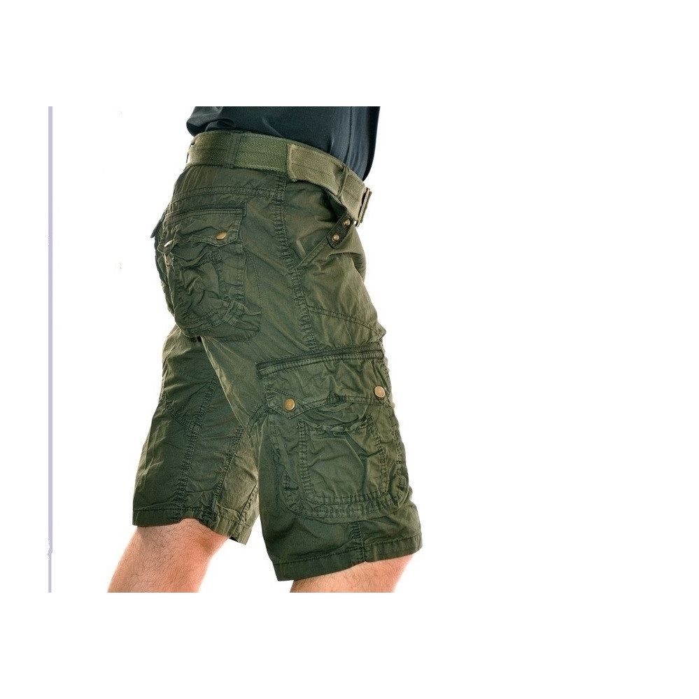 12 Pieces Men's Cargo Shorts With Belt - Olive Only - Mens Shorts