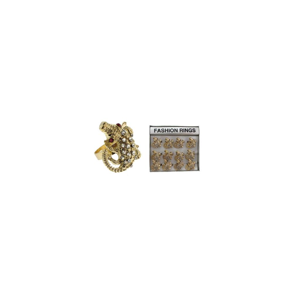36 Wholesale Gold Tone Adjustable Ring With Alligator Design