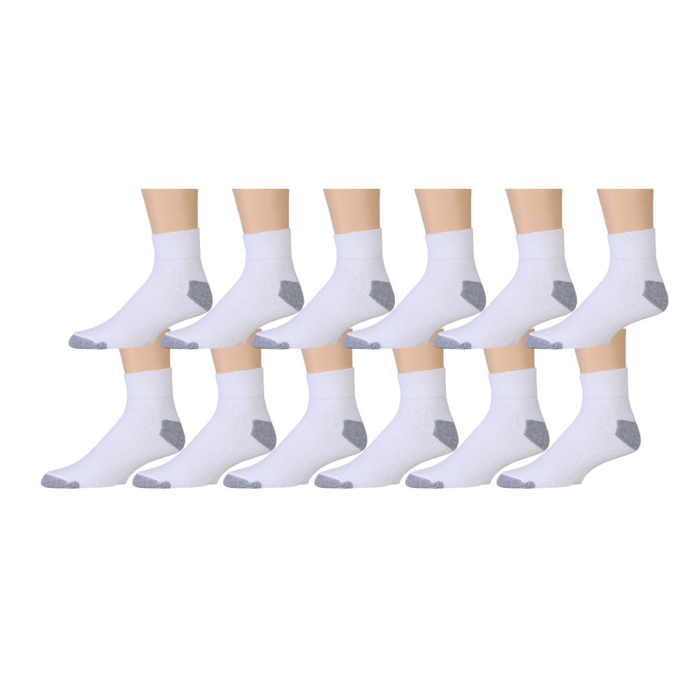 180 Pairs of Yacht & Smith Men's Athletic Ankle Socks, Soft Cotton Terry Cushioned, King Size13-16 Solid White
