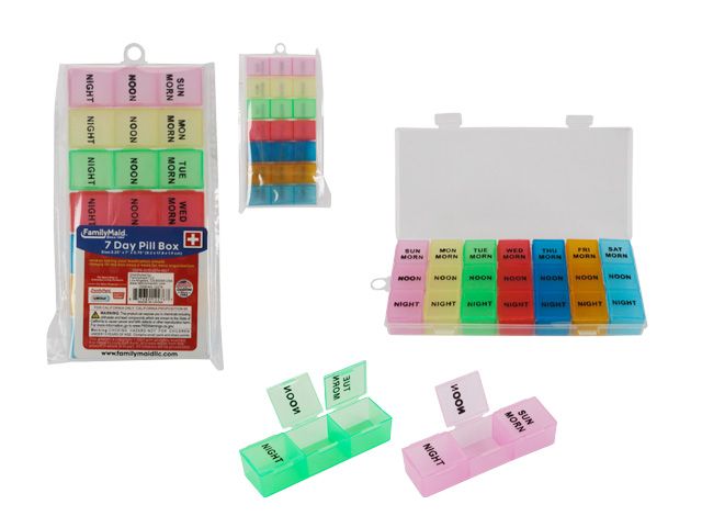 144 pieces of 7 Days Pill Box With Blister Card