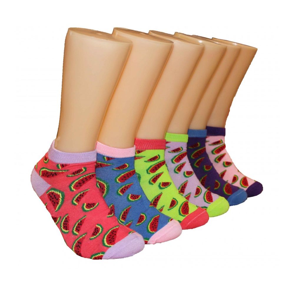 480 Wholesale Women's Watermelon Print Low Cut Ankle Socks
