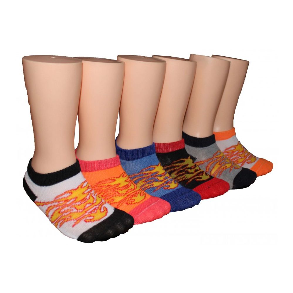 480 Wholesale Boys Flame Design Low Cut Ankle Socks