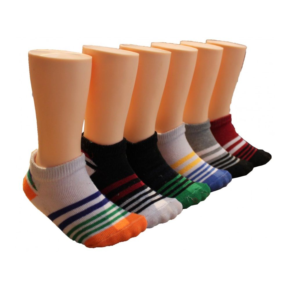480 Pairs Boys Striped Low Cut Ankle Socks - Boys Ankle Sock