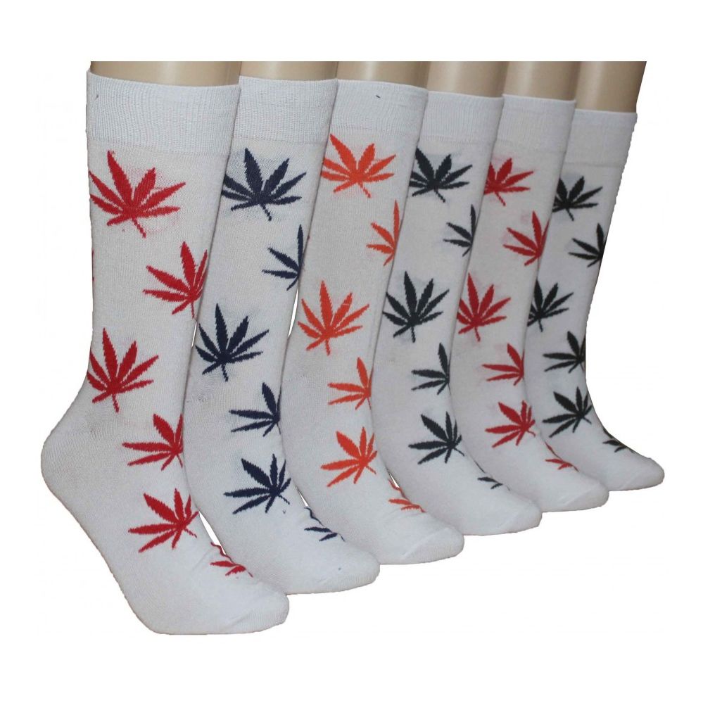 288 Pairs of Men's Colorful Marijuana Leaf Crew Socks