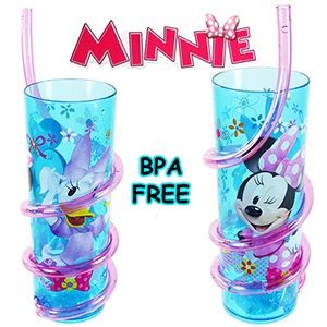 24 Wholesale Disney's Minnie's BoW-Tique Acrylic Silly Straw Tumblers.