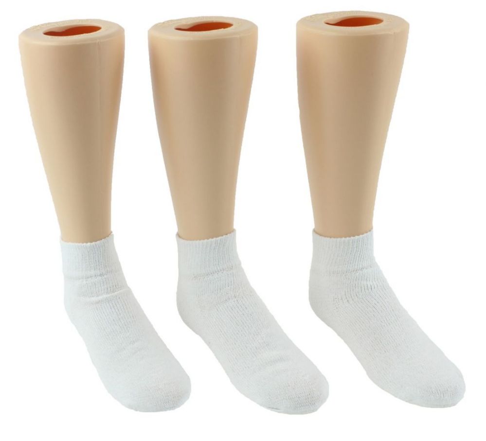24 Wholesale Children's Athletic Ankle Socks - White - Size 6-8