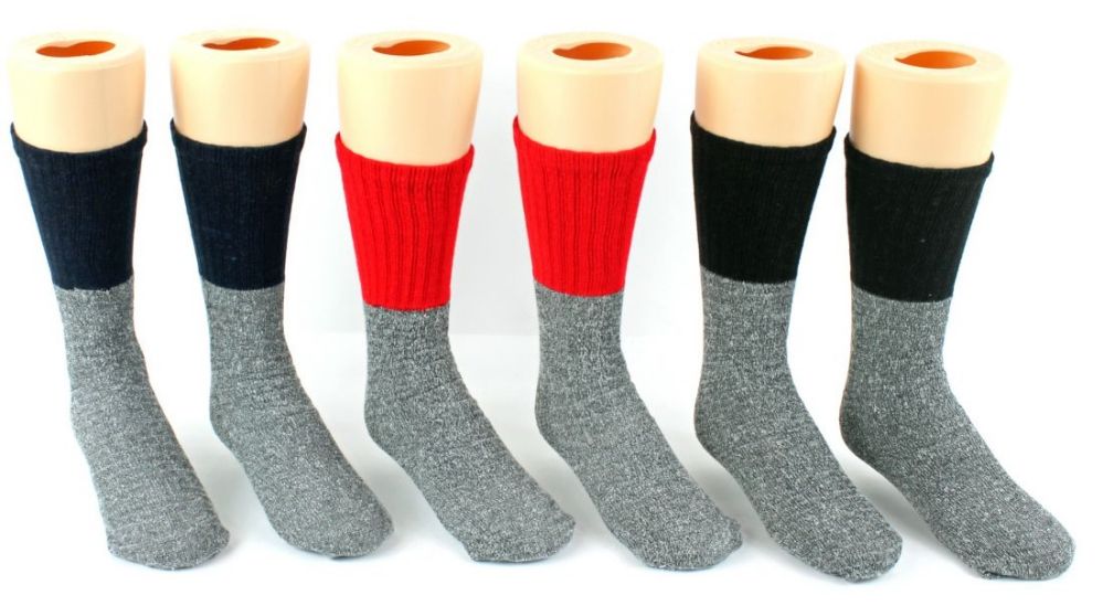 24 Wholesale Children's Thermal Merino Wool Crew Socks - Size 6-8 - 2-Pair Packs