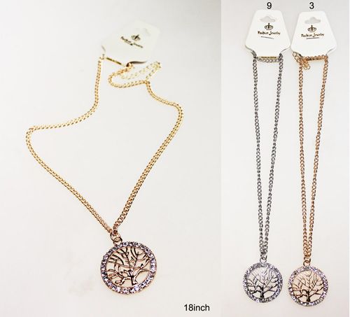 108 Pieces of Metal Chain Tree Of Life Round Pendant Gold Silver