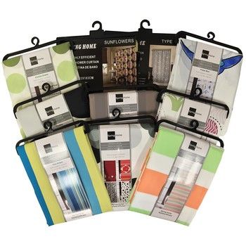 36 Pieces of Assorted Color And Design Fabric Shower Curtains