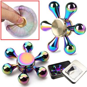 12 Wholesale Helm Metal Iridescent Hand Spinners In Tins