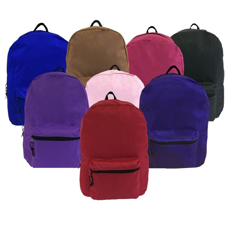 24 Wholesale 17" Backpack With Padded Straps In Asst Colors