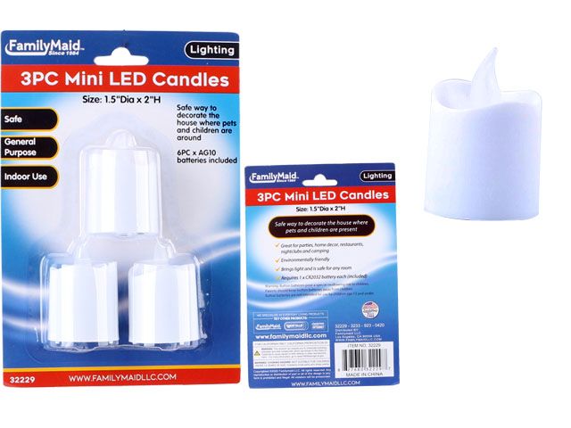 96 Pieces of 3 Piece Mini Led Candle