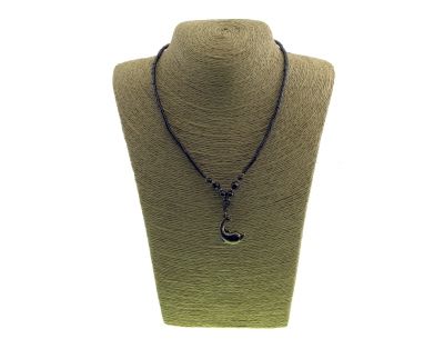36 Pieces of Hematite Necklace With A Dolphin Charm Curved In A C Shape