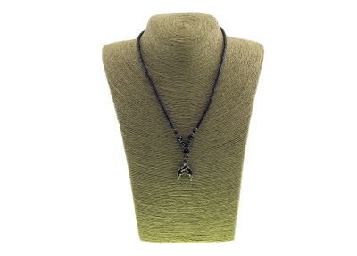 36 Pieces of Hematite Necklace With A Charm Of Two Dolphins Twisted Together By The Tail
