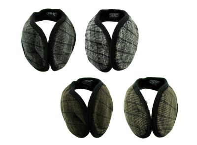 48 Wholesale Earmuffs With A Band That Goes Behind The Head With A Small Plaid Print In Assorted Colors