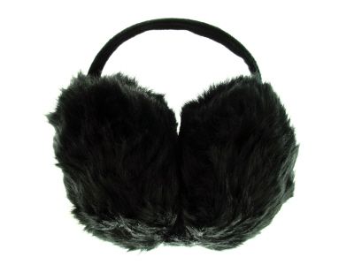 24 Wholesale Black Furry Earmuffs With Band That Goes Behind The Head