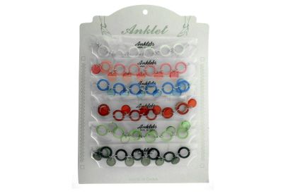 72 Pieces of Set Of Plastic Ankle Bracelets Including Plastic Rings Connected By A Few Chain Links And A Circle Shaped Jewel Spacer Charm Between Each