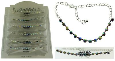 72 Wholesale SilveR-Tone Chain With Multicolored Crystal Accents