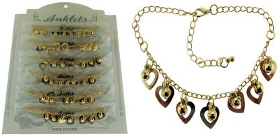 72 Wholesale GolD-Tone Chain With Heart Shaped Dangle And Round Faceted Accents