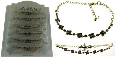 72 Wholesale GolD-Tone Chain With Round And Diamond Shaped Crystal Accents