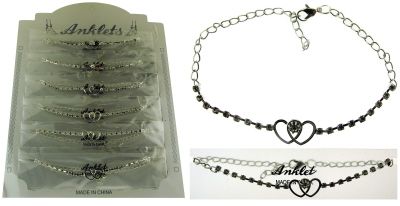 72 Wholesale SilveR-Tone Chain With 2 Interlocking Hearts And Round Crystal Accents