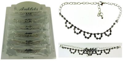 72 Wholesale SilveR-Tone Chain With Multiple U-Shaped Accents And Round Crystal Accents