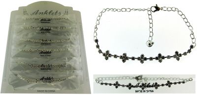72 Wholesale SilveR-Tone Chain With Multiple Cross Shaped Accents And Round Crystal Accents