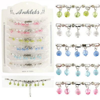 72 Wholesale SilveR-Tone Chain With Rhinestone Accents And Bead Charms