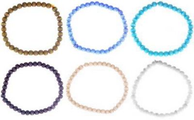 36 Wholesale Assorted Cats Eye Beaded Anklet On An Elastic Cord