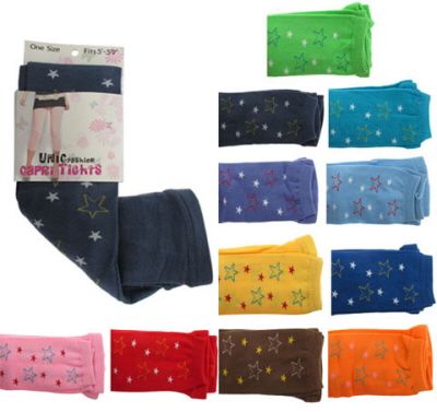 48 Pairs of Assorted Colored Capri Tights With Star Designs.