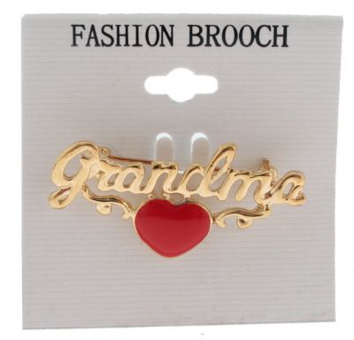 36 Pairs of Gold Tone Grandma With Heart Brooch Pins