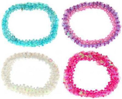 72 Pieces of Assorted Color Beaded Scrunchies