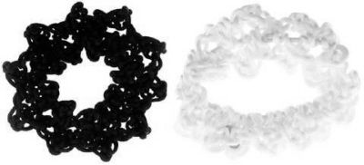 72 Pieces of Assorted Black And White Crochet Look Scrunchies