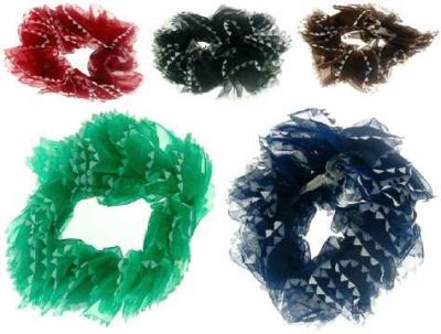72 Pieces of Assorted Color Nylon Scrunchies With Triangle Pattern