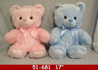 12 Pieces of 17" Pink And Blue Plush Bear