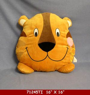 12 Pieces of 16" X 16" Stuffed Tiger Pillow