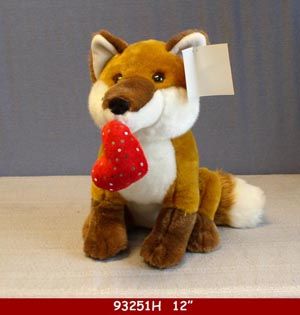 12 Wholesale 12" Plush Fox Toy With Red Heart