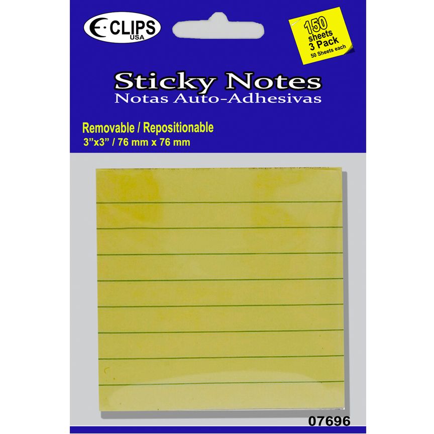 48 Wholesale 3 Pack Sticky Notes, 50 Sheets Each at