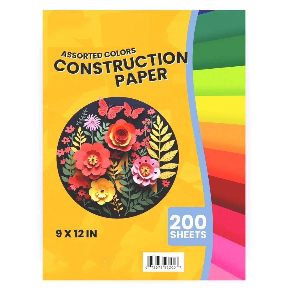 12 Packs of Construction Paper Pack 9X12 200 Sheets Shrink Wrapped