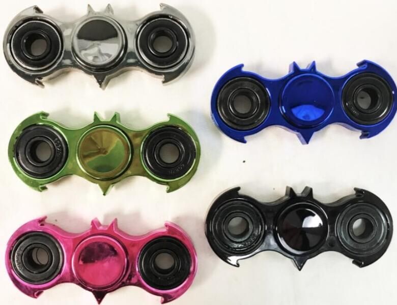 24 Wholesale Wholesale Metallic Chrome Bat Shaped Fidget Spinners