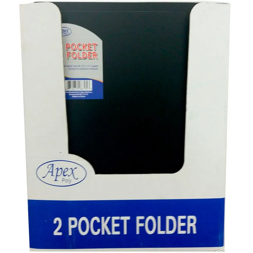 Black, No Holes 2 Pocket Poly Folder Case Pack 48 Ideal for Bulk Buyers. 