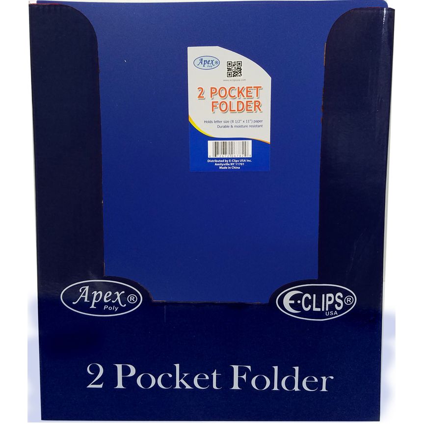 48 Pieces of Navy Plastic 2 Pocket Folders - 9.5" X 11.5"
