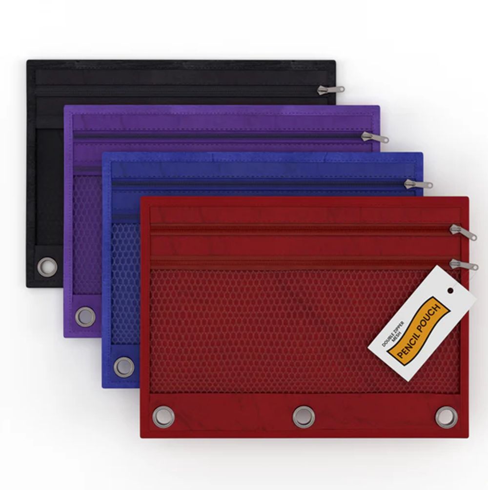 48 Pieces of Mesh zipper pouch, Double Zipper Assorted Colors 75" x 10"