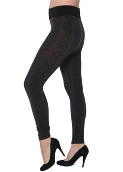 36 Pieces Women's Snake Print Hacci Knit Leggings With Brushed Lining - Womens Leggings