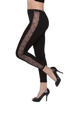 36 Wholesale Women's Black NeT-Stripe Leggings