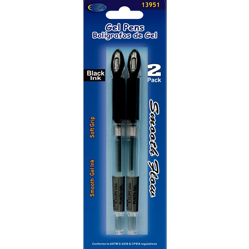 48 Wholesale Gel Pen 2pk, Black Ink