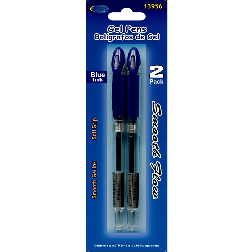 48 Wholesale Blue Ink Retractable Gel Pens 2 Pack at
