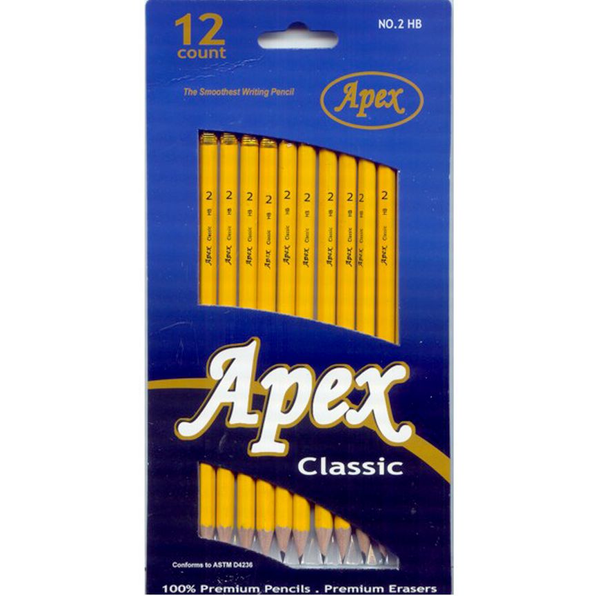 72 Wholesale Apex Classic #2 Pencils, 12pk, Boxed, Sharpened